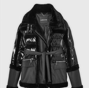 NWT Womens Black High Shine Puffer Coat